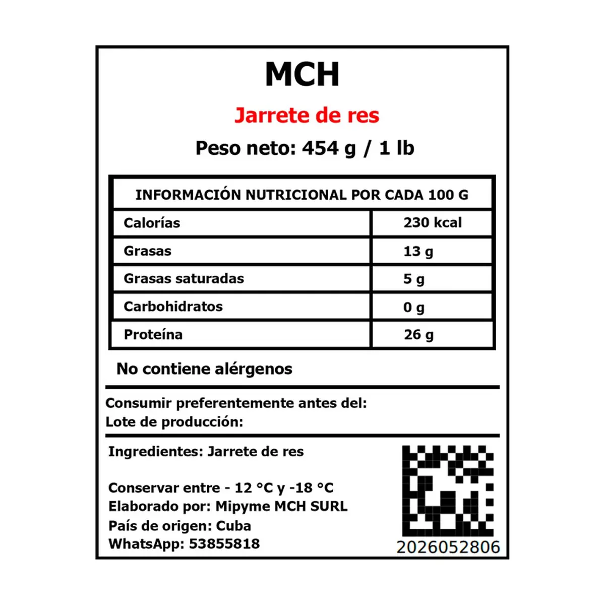 Jarrete de res MCH (454 g / 1 lb) - Thumbnail 3