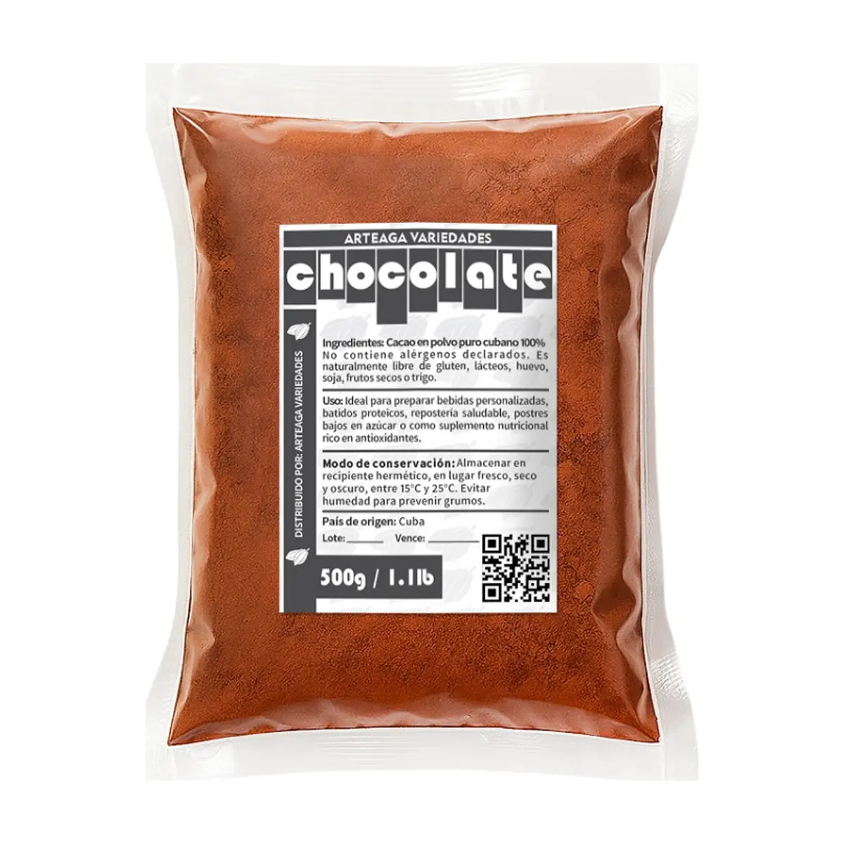 Cacao en polvo puro cubano Arteaga Variedades (500 g / 1.1 lb)