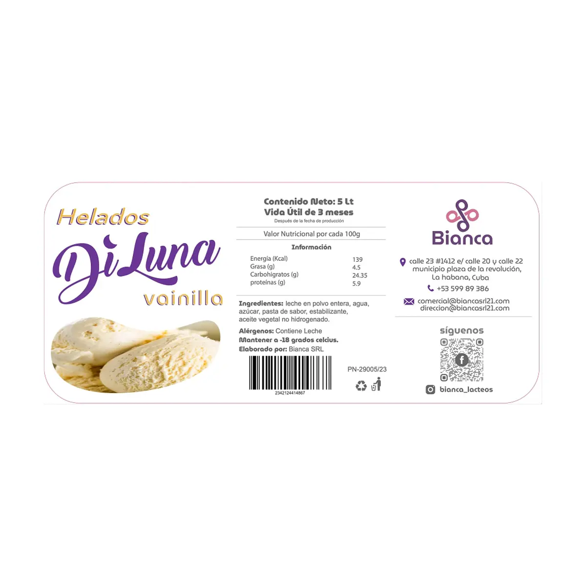 Helado sabor vainilla DiLuna (5 L) - Thumbnail 2