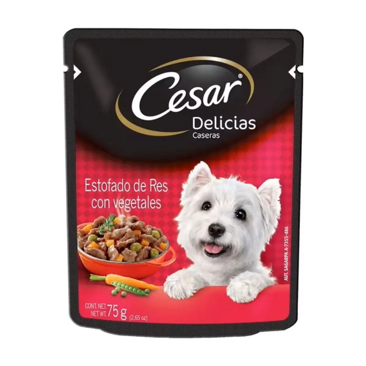 Alimento para perros estofado de res con vegetales Delicias Caseras Cesar (75 g / 2.65 oz)