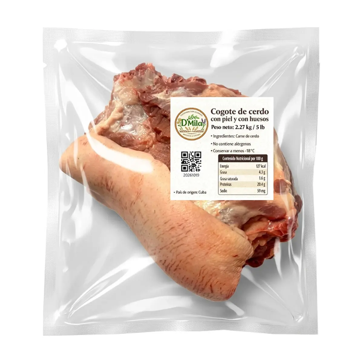 Cogote de cerdo con piel y con huesos D'Mila (2.27 kg / 5 lb) - Miniatura 2