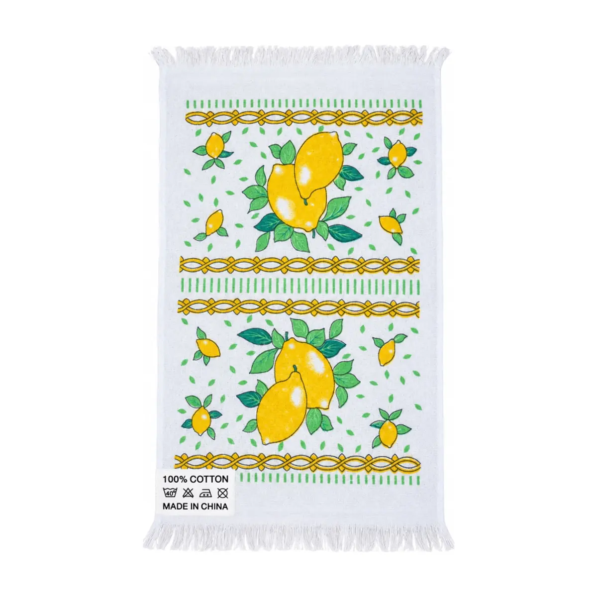 Toalla de cocina blanca decorativa con estampado de limones 30 cm x 50 cm Century Tex - Imagen 1