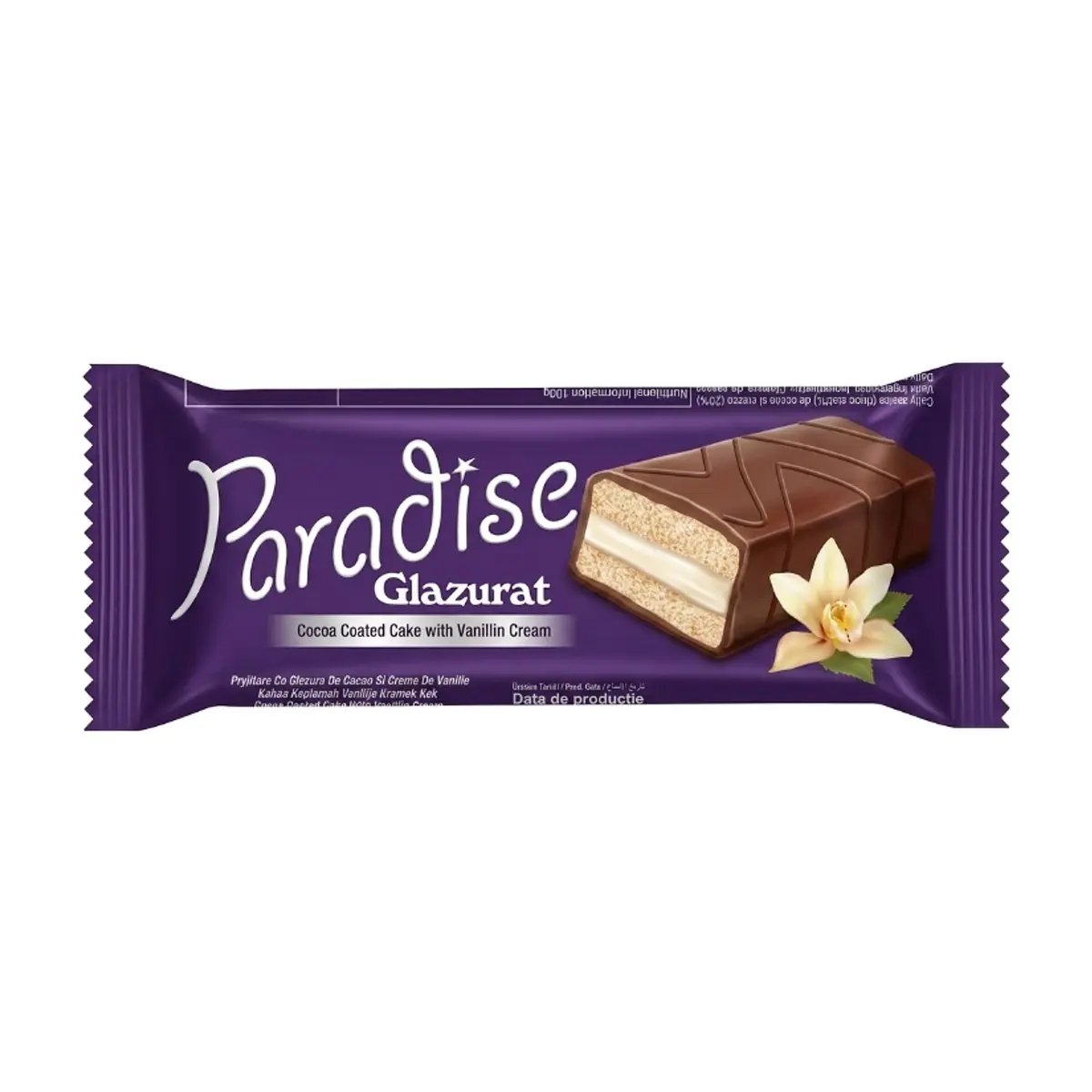 Pastelito relleno de crema de vainilla con cobertura de chocolate Paradise Simsek (25 g / 0.88 oz) - Imagen 1