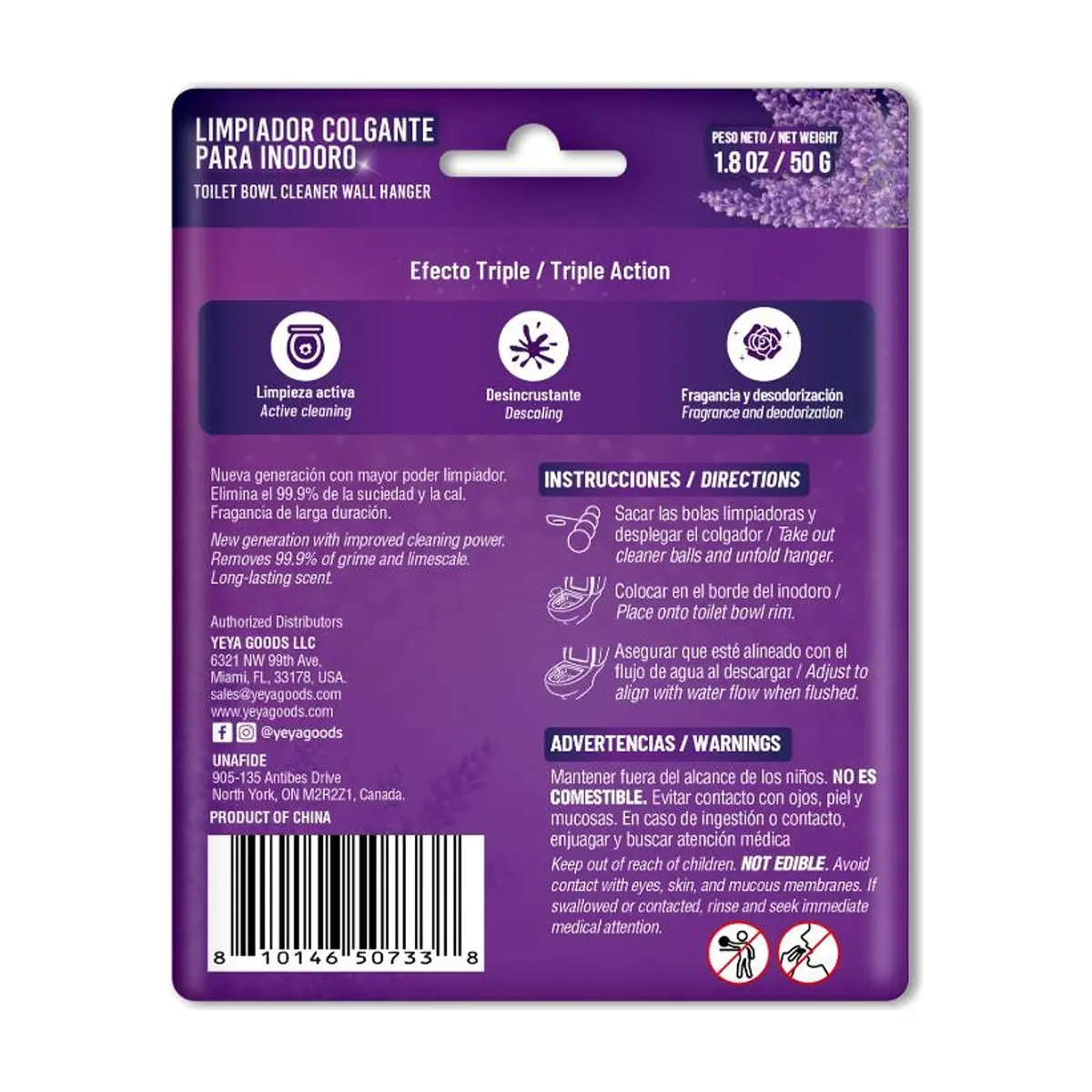 Limpiador colgante para inodoro aroma lavanda YEYA (50 g / 1.8 oz) - Thumbnail 3