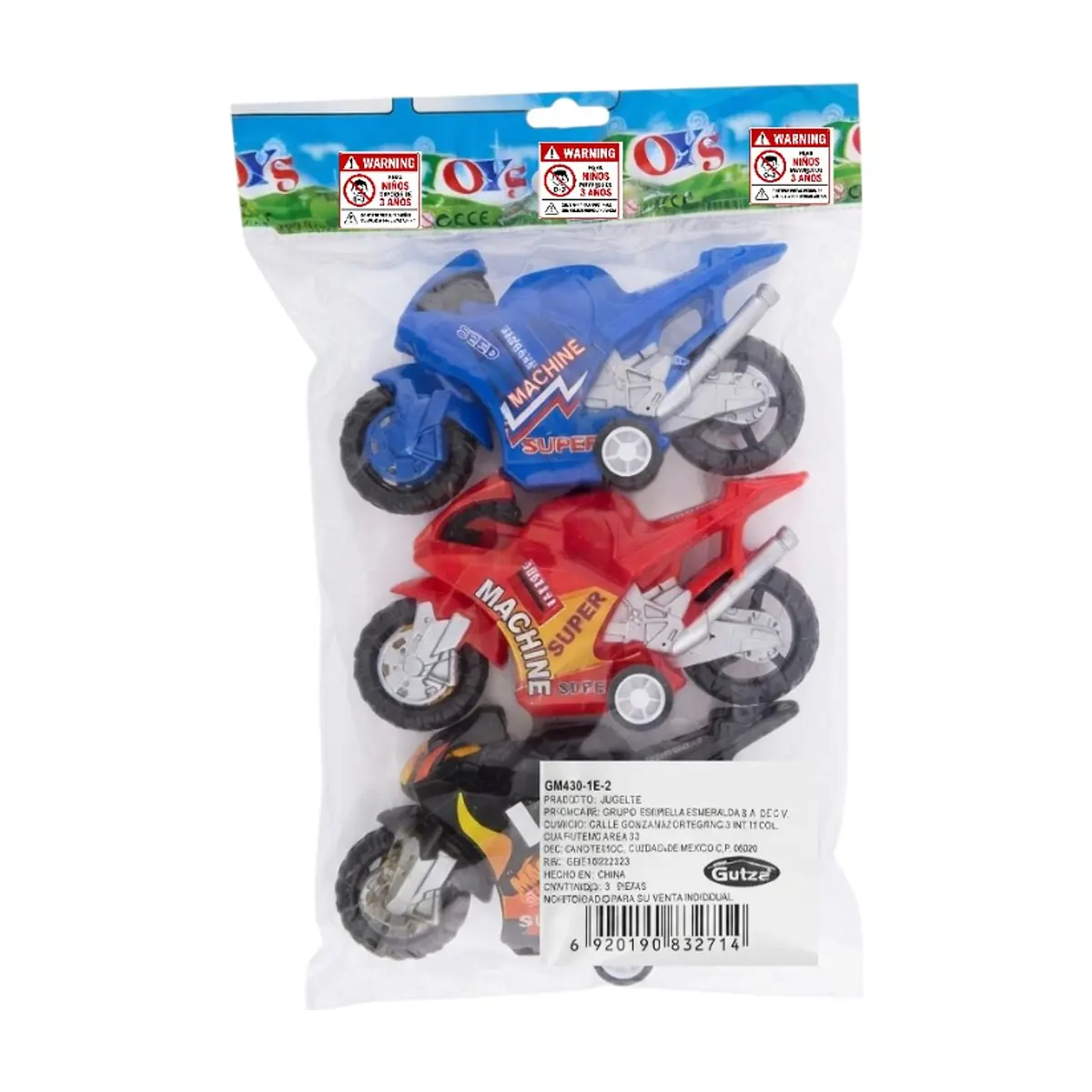Juego de 3 motocicletas plásticas de fricción Gutza - Thumbnail 3