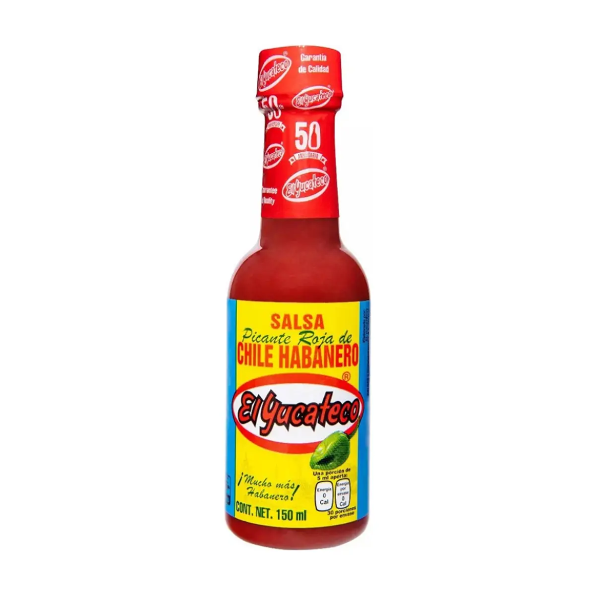 Salsa picante roja de chile habanero El Yucateco (150 ml) - Miniatura 2