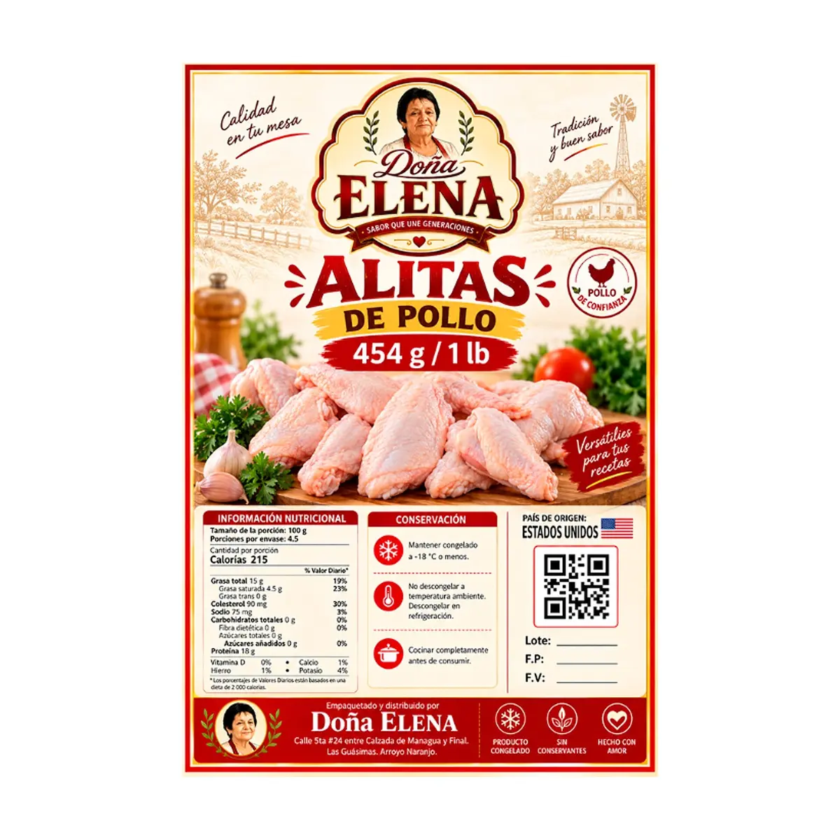 Alitas de pollo Doña Elena (454 g / 1 lb) - Miniatura 2