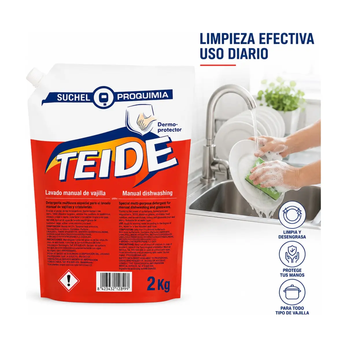 Detergente lavavajillas líquido Teide Suchel Proquimia (2 kg / 4.4 lb) - Thumbnail 4