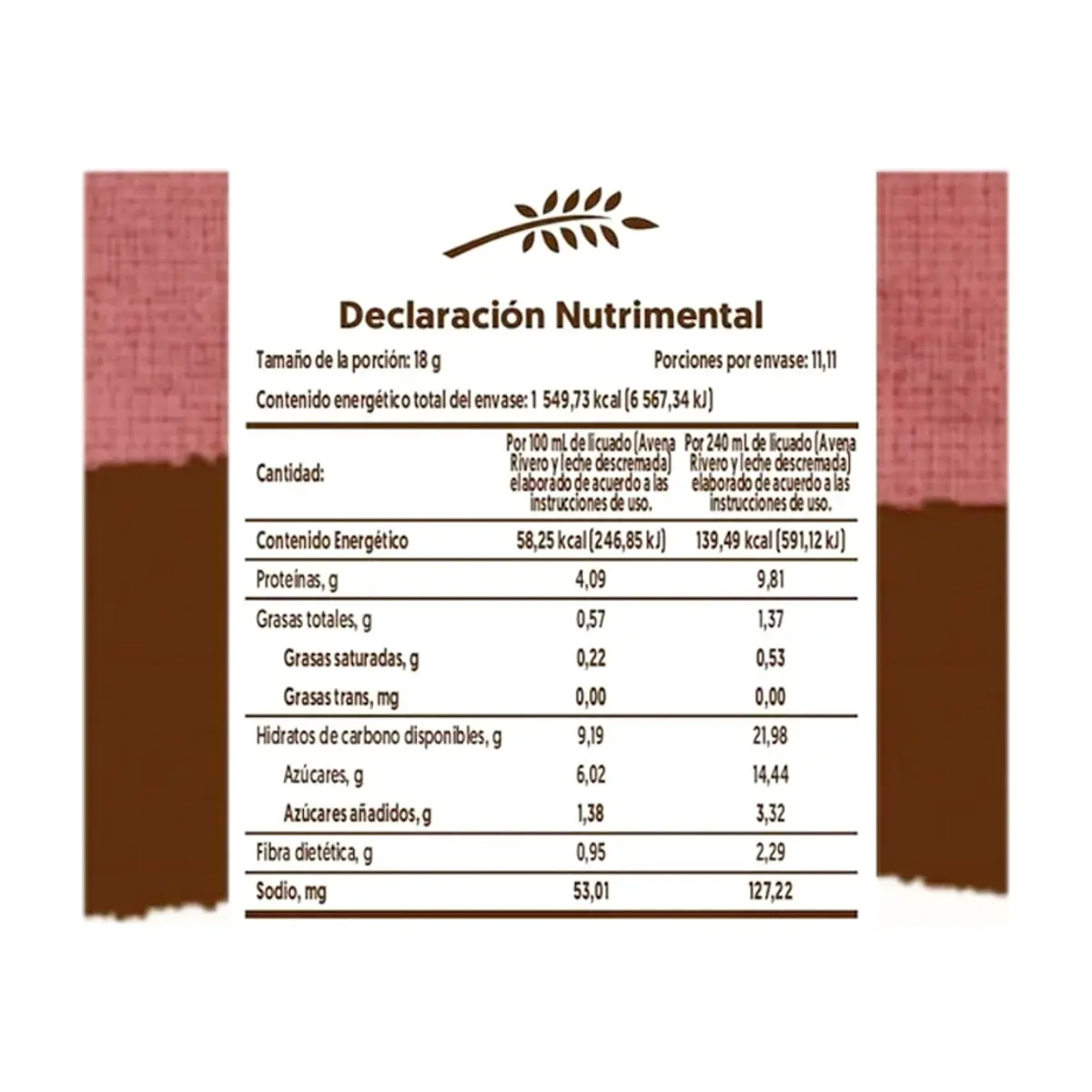 Avena en polvo sabor chocolate Avena Rivero (200 g / 7.05 oz) - Thumbnail 4