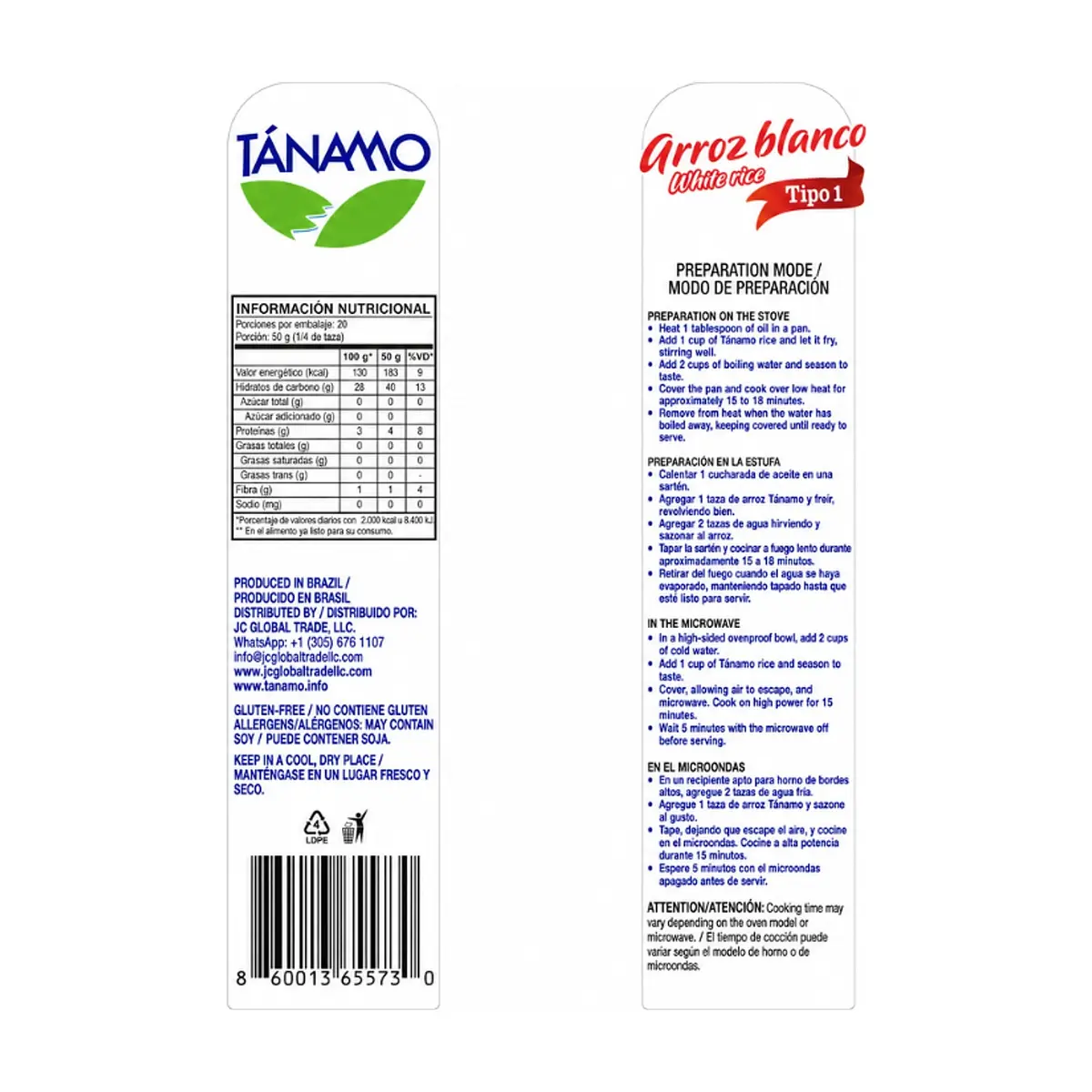 Arroz blanco Tipo 1 Tánamo (1 kg / 2.2 lb) - Miniatura 3