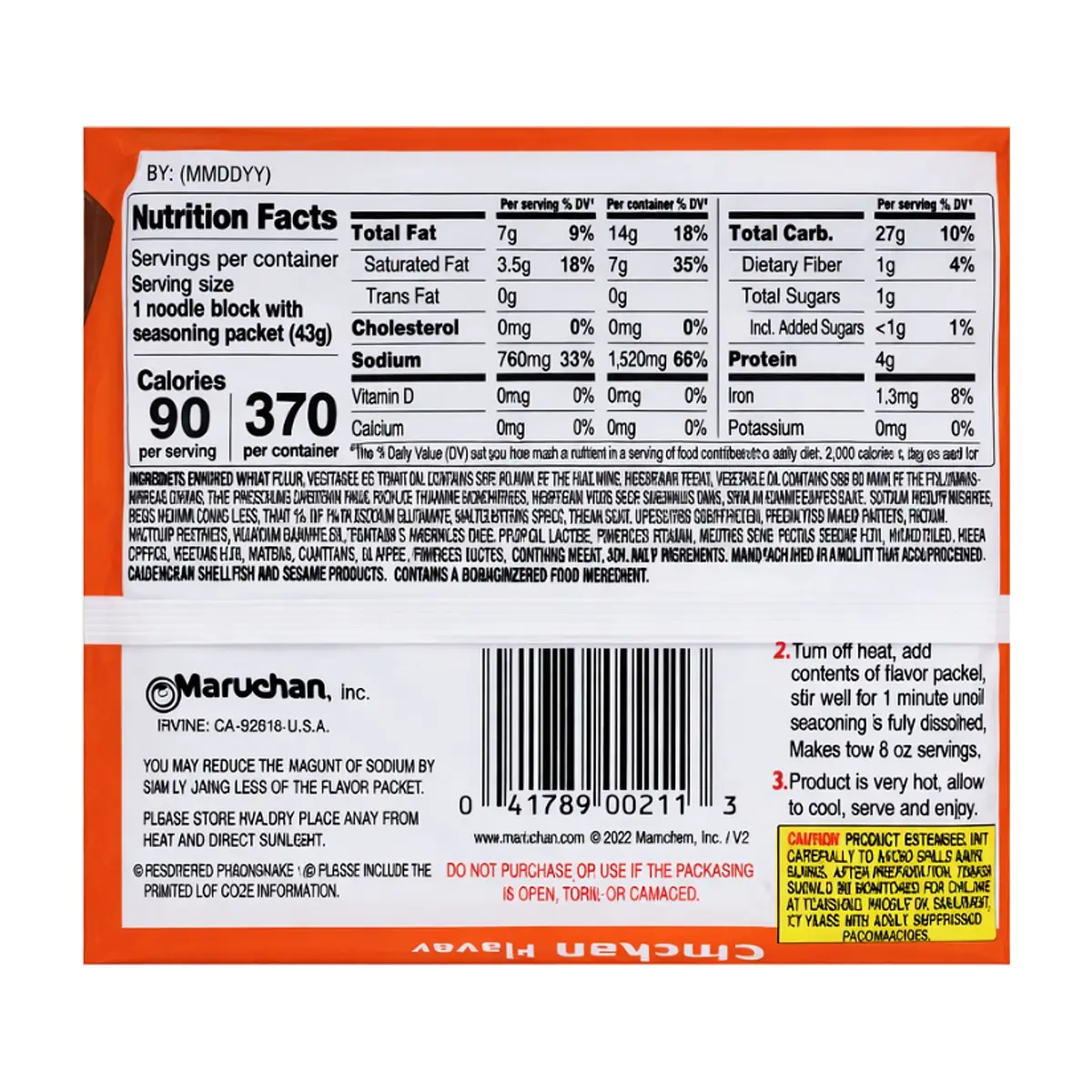 Sopa de fideos sabor a pollo Maruchan (85 g / 3 oz) - Miniatura 9
