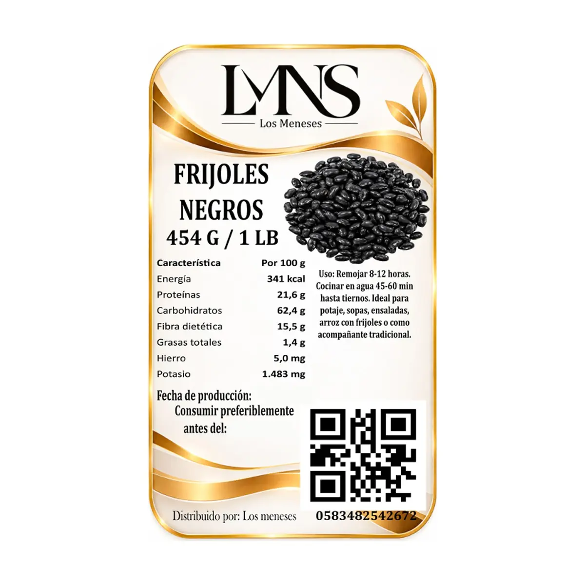 Frijoles negros Los Meneses (454 g / 1 lb) - Thumbnail 2