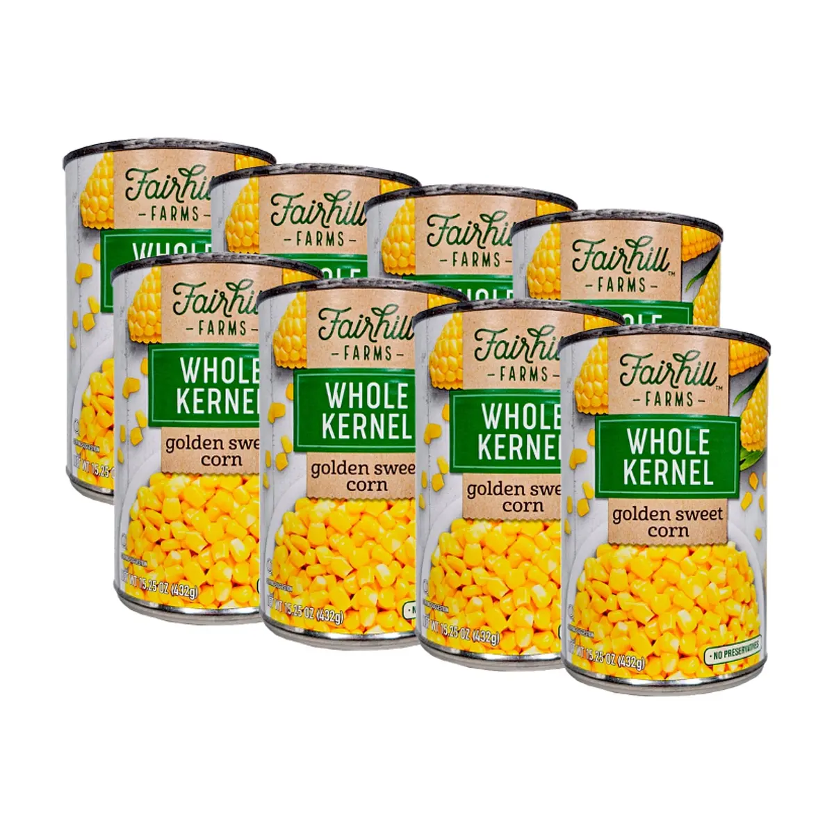 Maíz dulce dorado de grano entero Fairhill Farms (8 x 432 g / 15.25 oz)