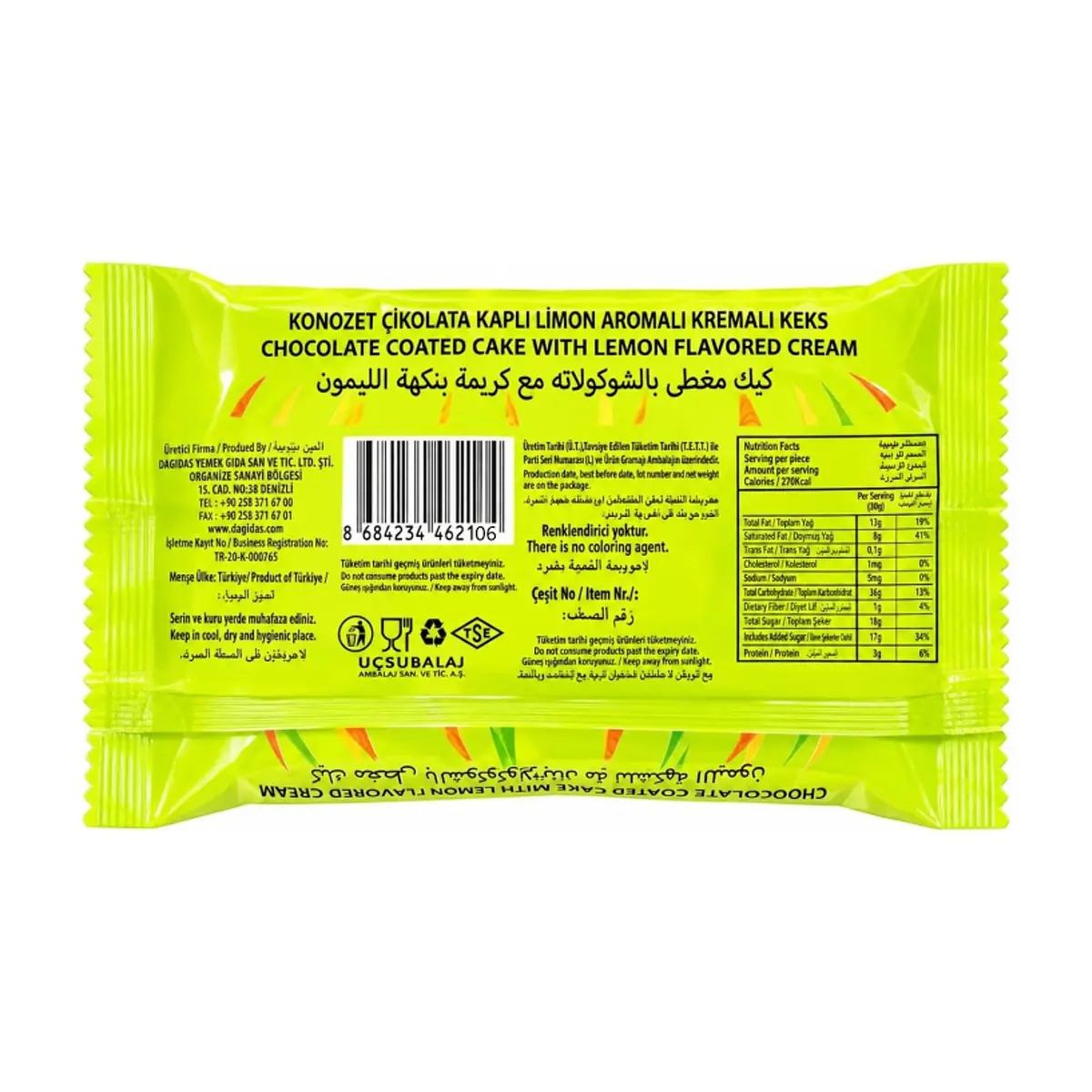 Pastel cubierto de chocolate con crema sabor limón Chokowaw (30 g / 1.05 oz) - Thumbnail 2
