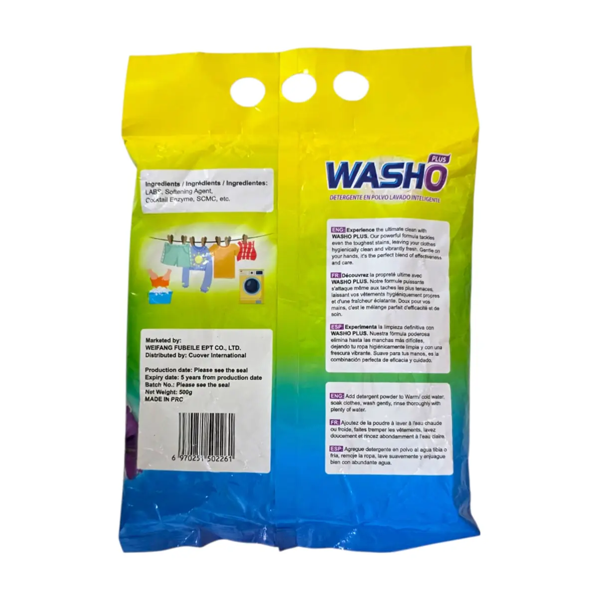 Detergente en polvo lavado inteligente Washo plus (500 g / 1.10 lb) - Thumbnail 2