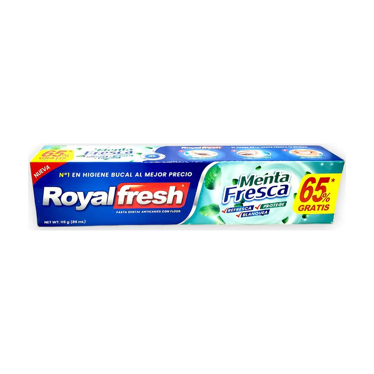 Pasta dental anticaries con flúor Menta Fresca Royalfresh (115 g / 4.05 oz) - Miniatura 2