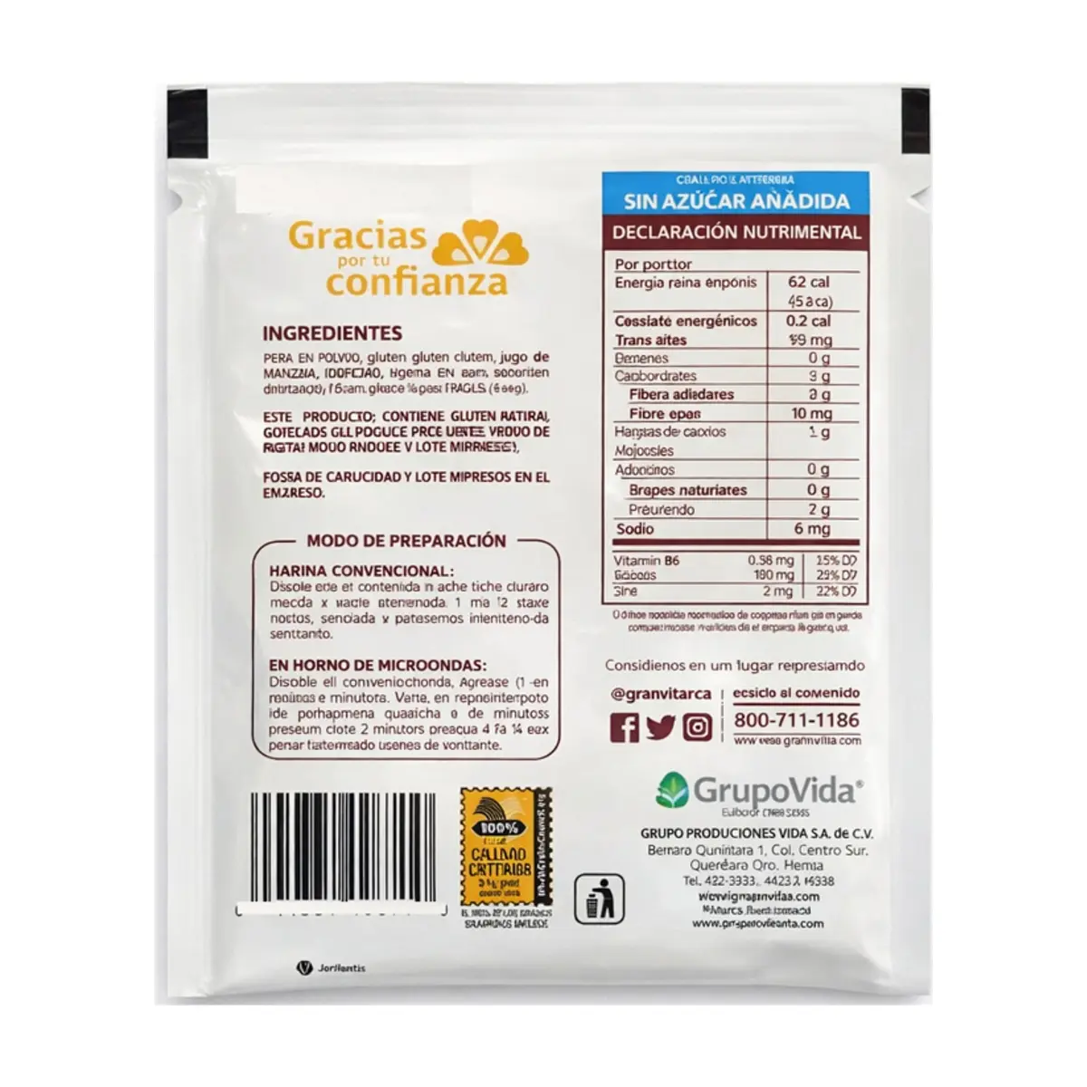 Avena integral instantánea sabor vainilla con almendras Granvita (35 g / 1.23 oz) - Thumbnail 8