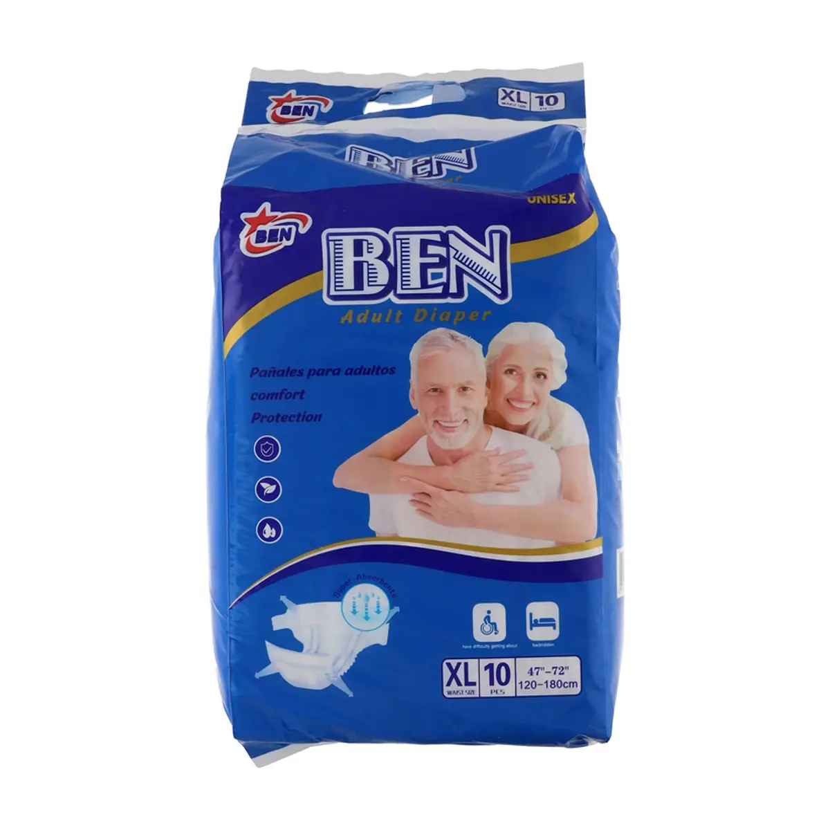 Pañales desechables para adultos talla XL BEN (10 U) - Miniatura 1