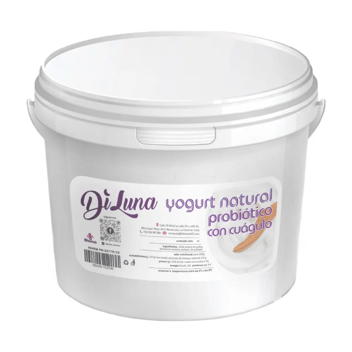 Yogur natural probiótico con coágulo DiLuna (4 L)