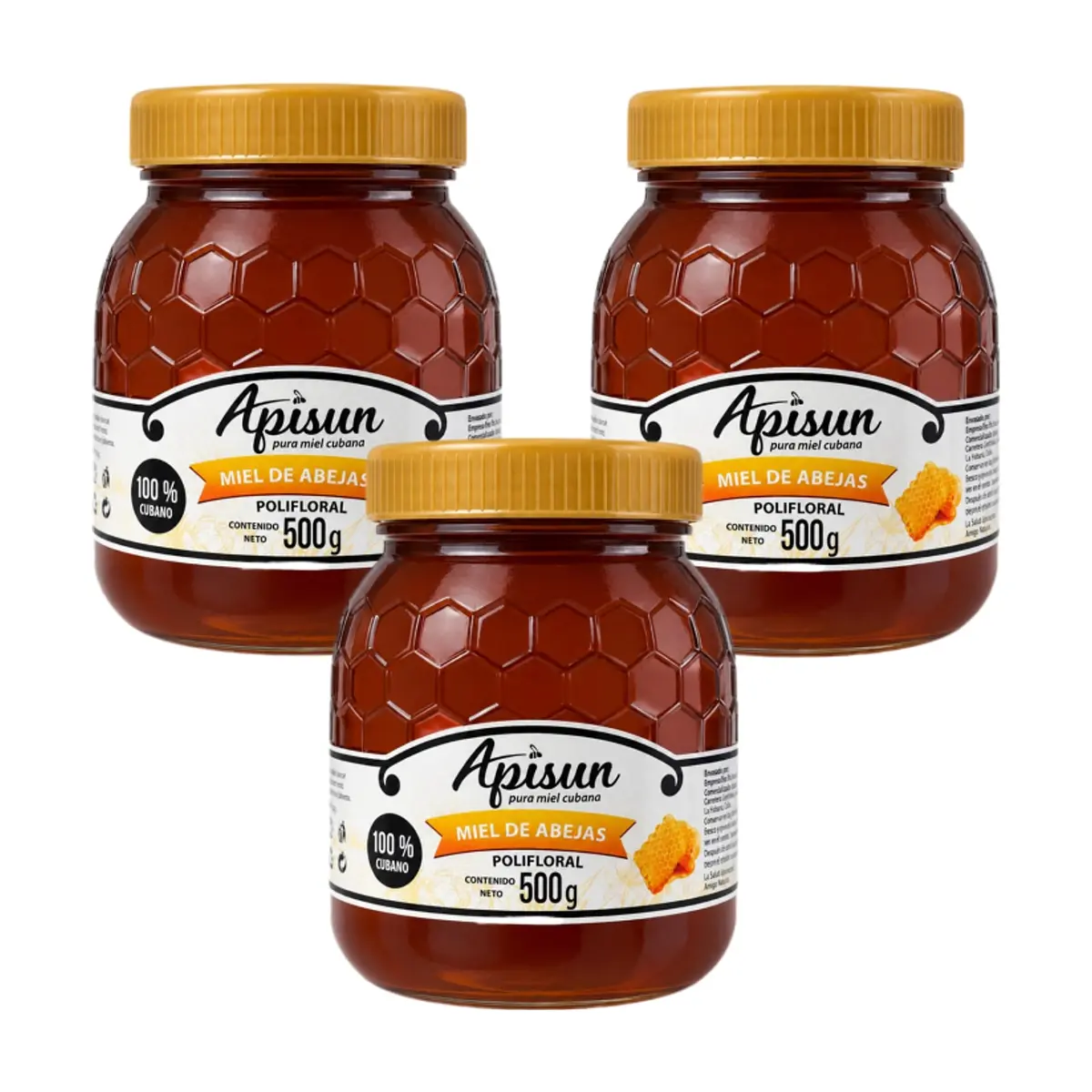 Miel de abejas polifloral 100% natural Apisun (3 x 500 g / 1.1 lb)