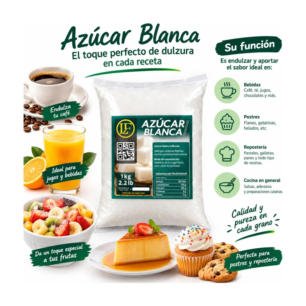 Azúcar blanca LF (1 kg / 2.2 lb) - Thumbnail 4