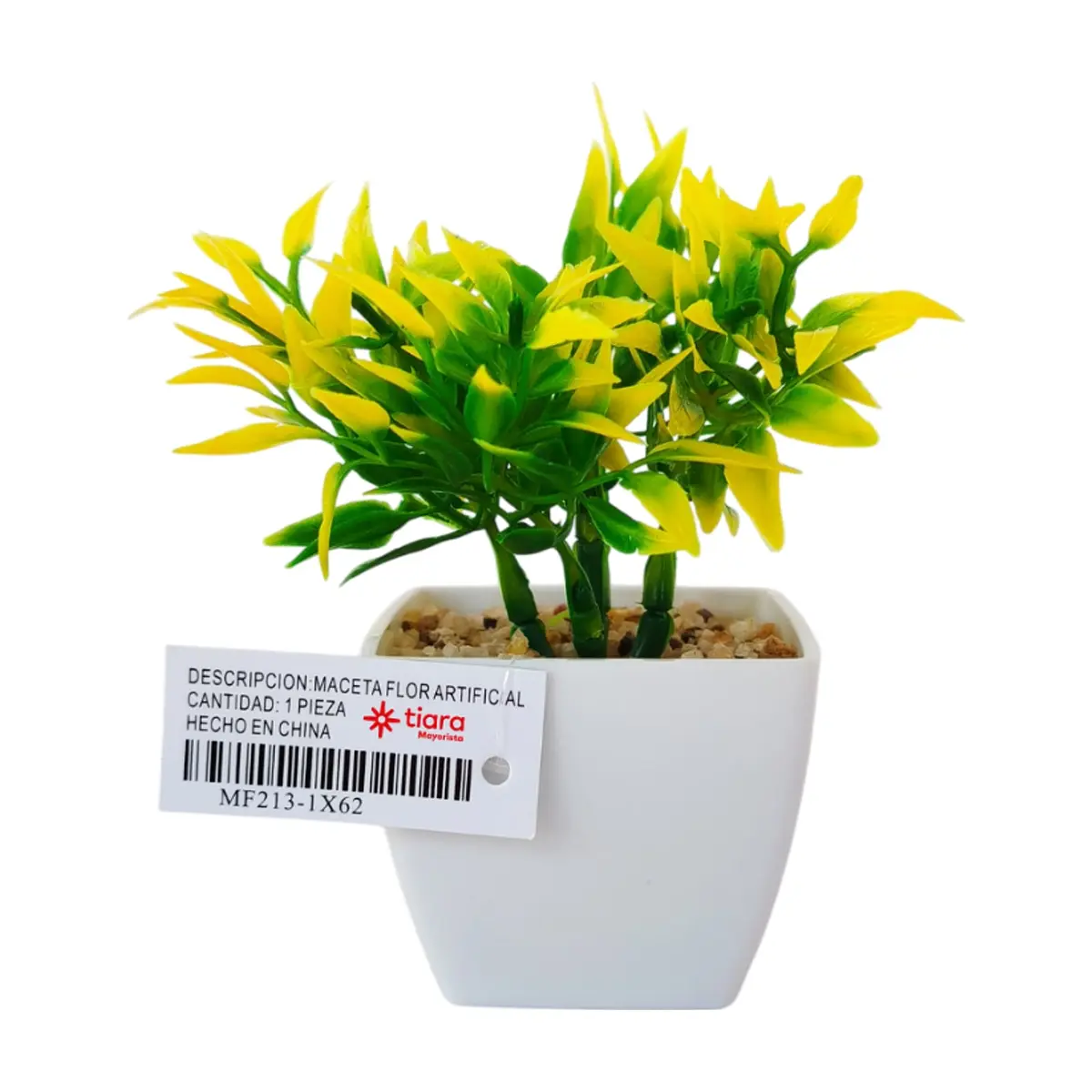 Maceta con plantas artificial verde y amarillo Tiara - Thumbnail 3