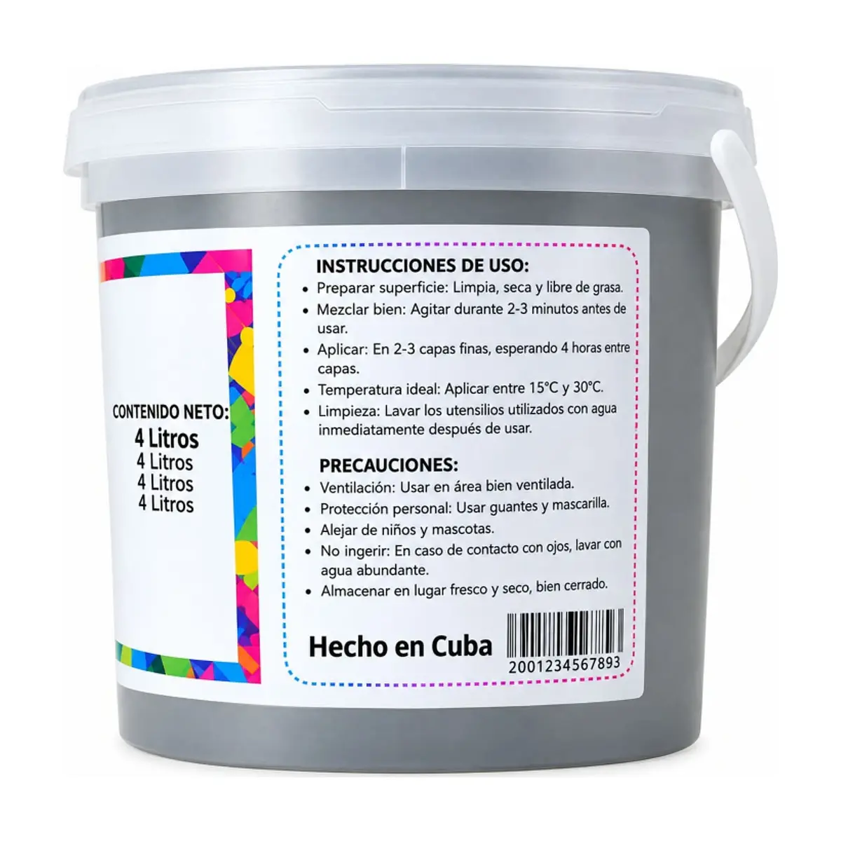 Pintura vinílica interior y exterior color gris Bello Hogar (4 L) - Thumbnail 2