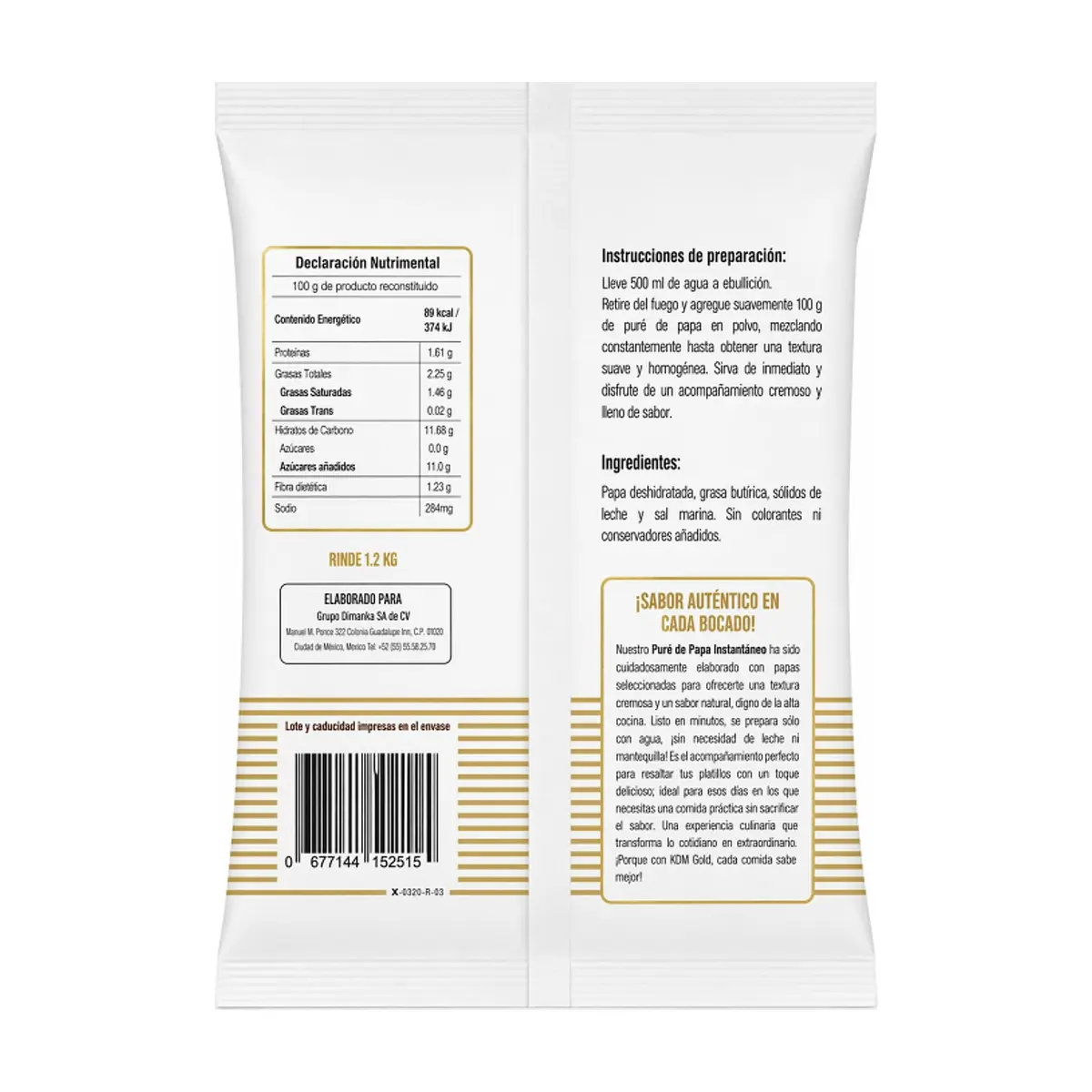 Puré de papa instantáneo KDM Gold (200 g / 0.44 lb) - Thumbnail 2
