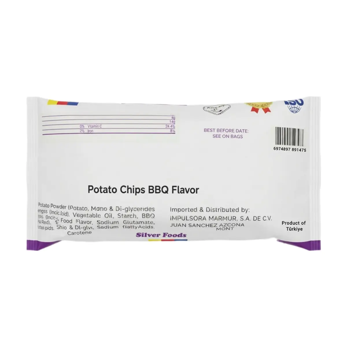 Papas fritas sabor barbacoa Silver Foods (35 g / 1.2 oz) - Thumbnail 2