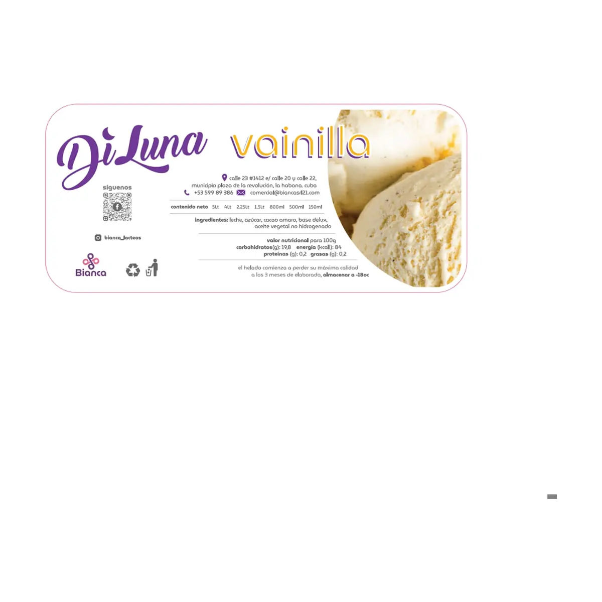 Helado sabor chocolate + sabor fresa + sabor vainilla DiLuna - Thumbnail 4