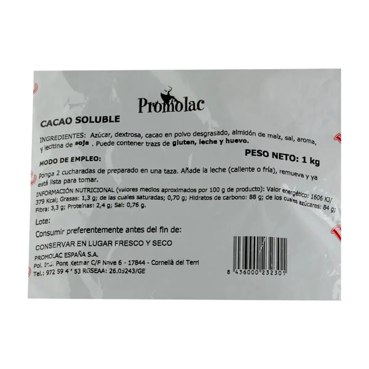 Chocolate en polvo Promolac (1 kg / 2.2 lb) - Thumbnail 3