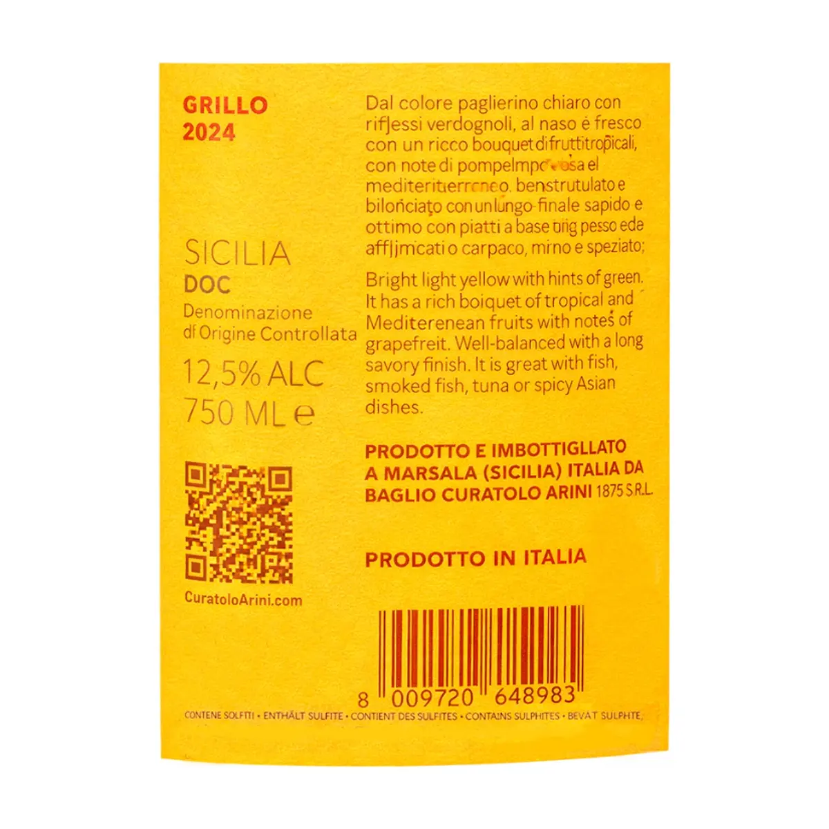 Vino blanco Grillo de Sicilia Curatolo Arini (750 ml) - Thumbnail 3