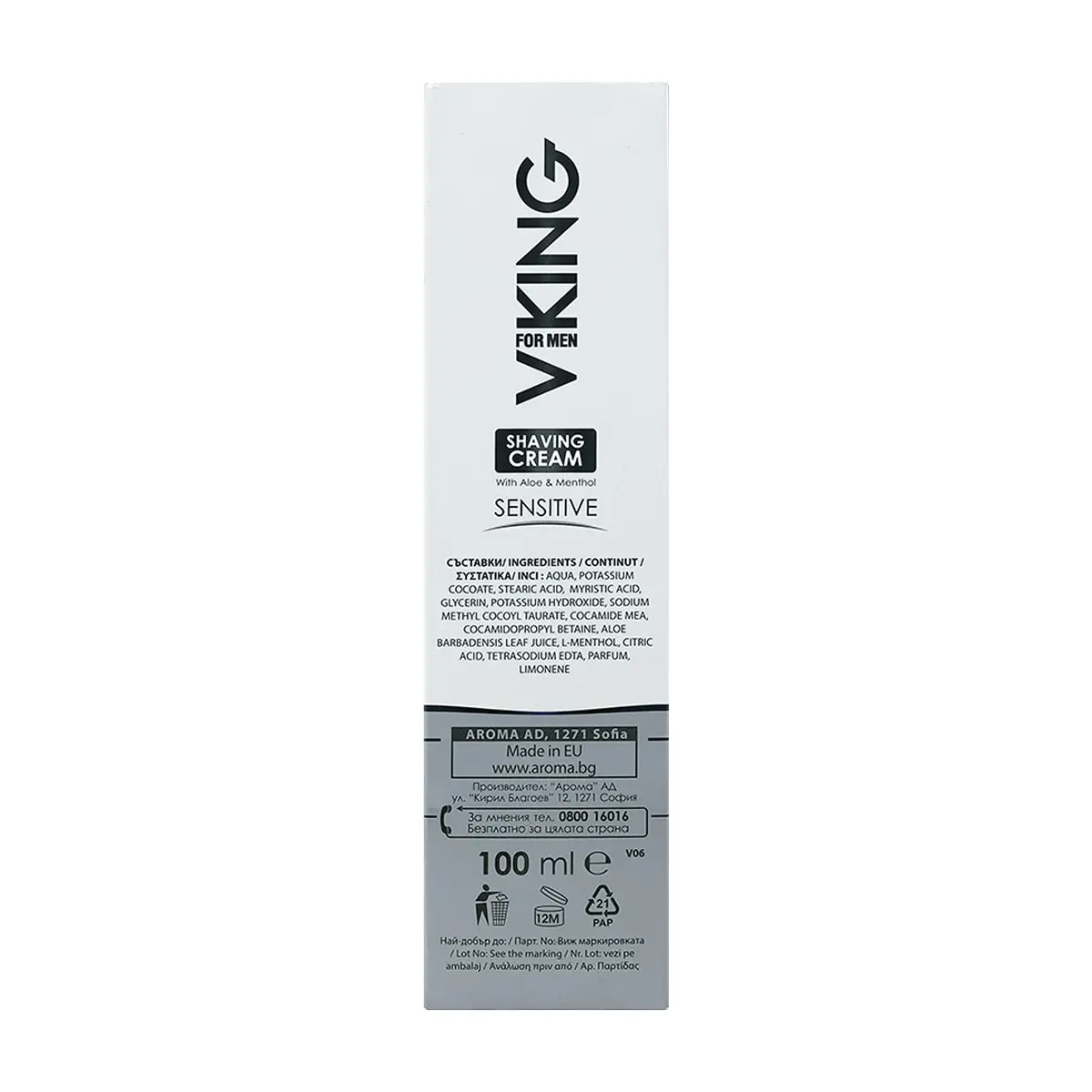 Crema de afeitar con aloe y mentol Sensitive Viking (100 ml) - Miniatura 3