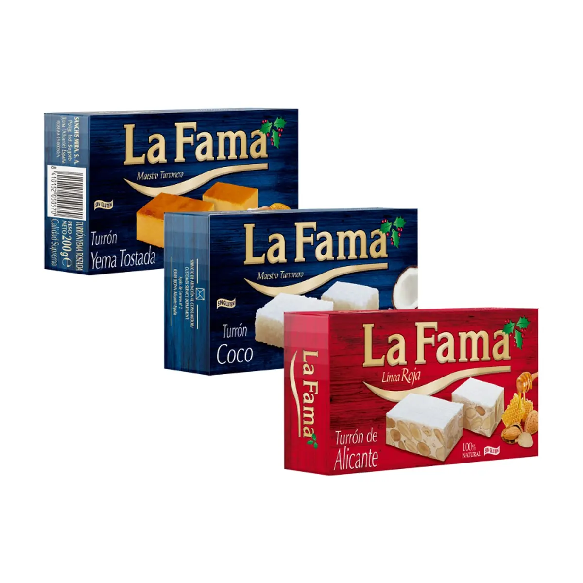 Turrón de Yema tostada La Fama + Turrón de Alicante La Fama + Turrón de Coco La Fama - Miniatura 1