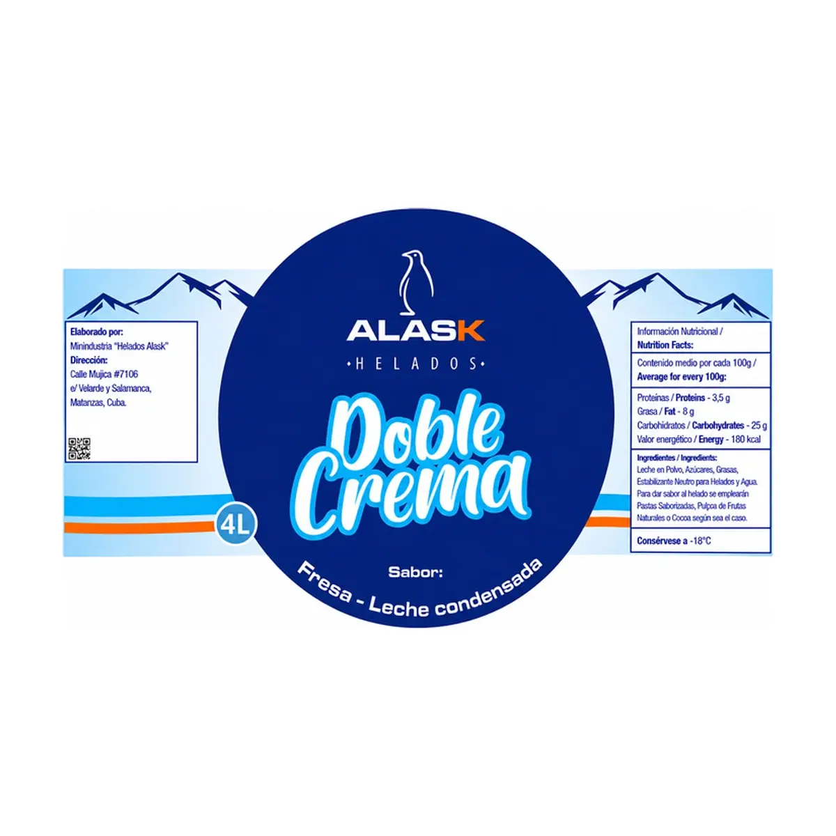 Helado doble crema sabor fresa y leche condensada Alask (4 L) - Miniatura 2
