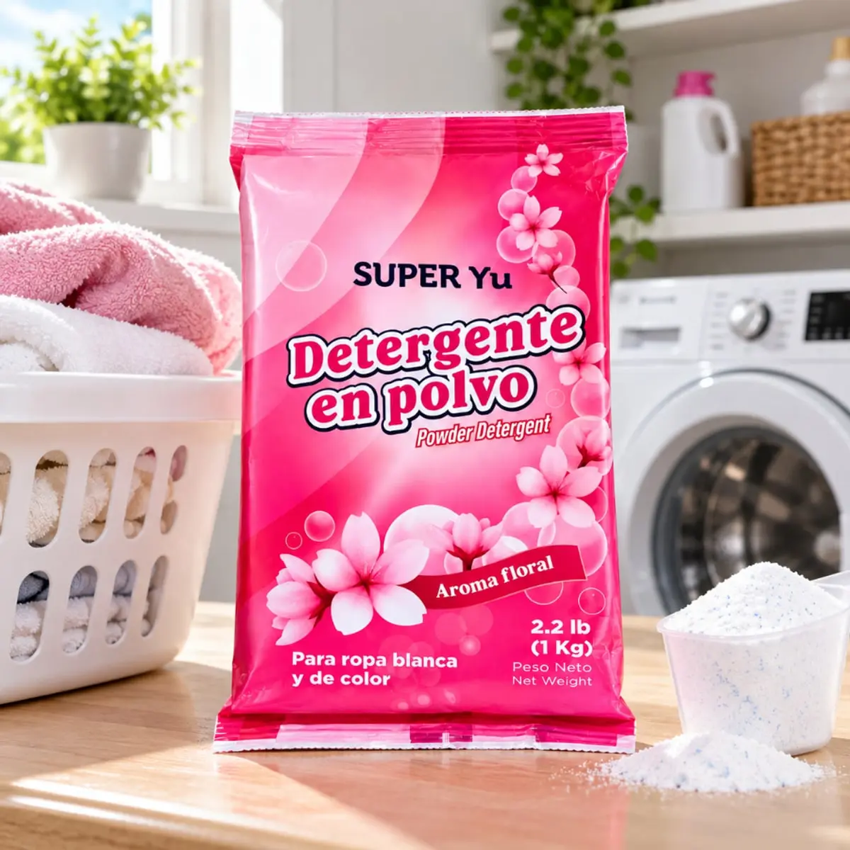 Detergente en polvo con aroma floral para ropa Super Yu (1 kg / 2.2 lb) - Miniatura 3