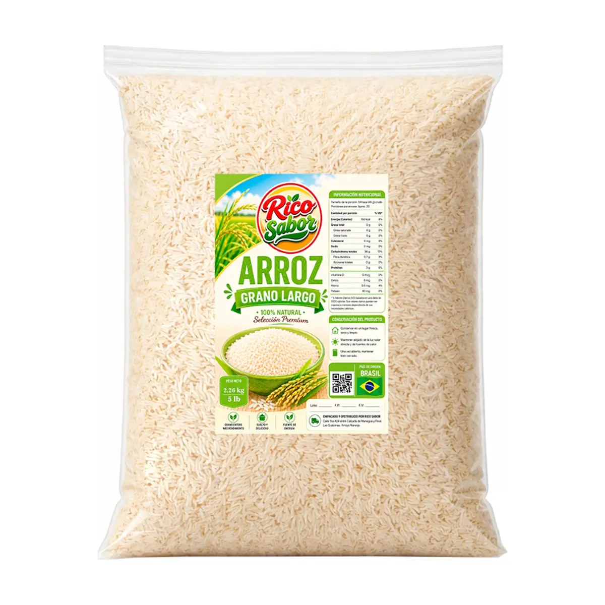 Arroz grano largo Rico Sabor (2.26 kg / 5 lb) - Miniatura 1
