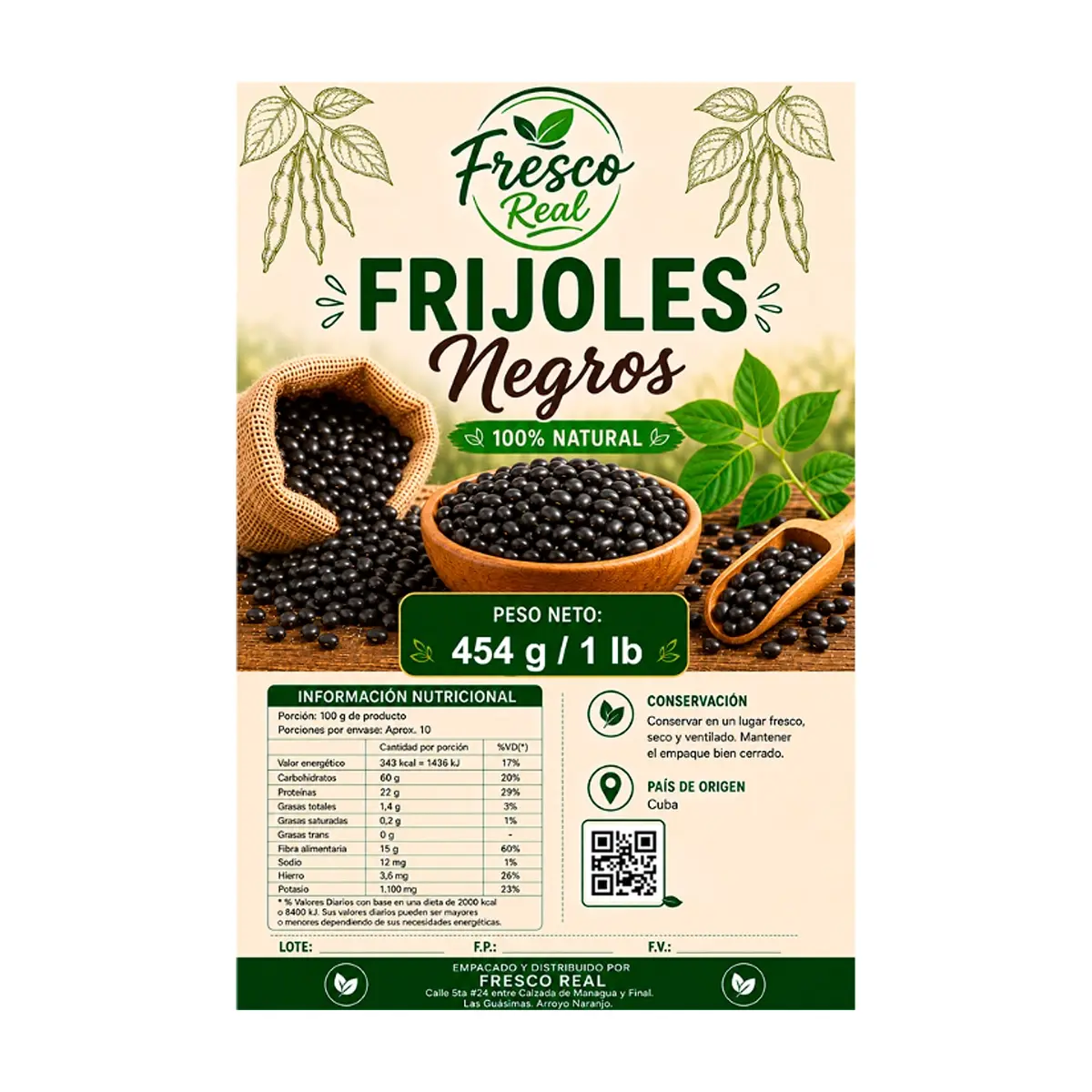 Frijoles negros Fresco Real (454 g / 1 lb) - Thumbnail 2