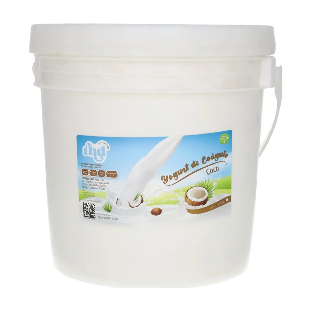 Yogurt probiótico de coágulo sabor coco RHD (4 L) - Imagen 1