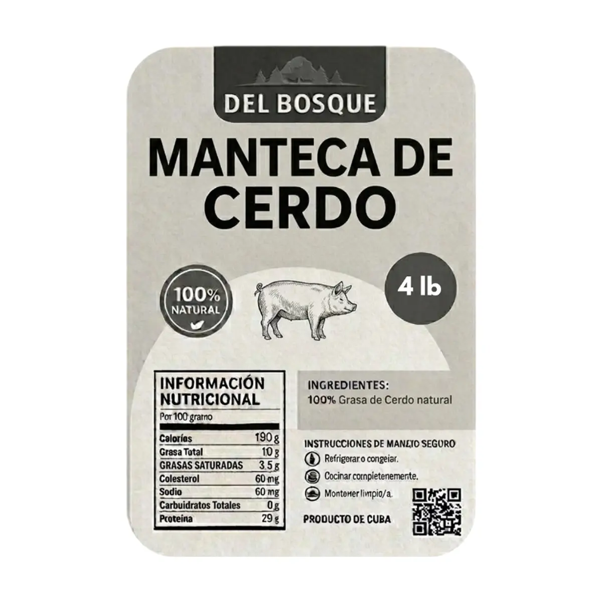 Manteca de cerdo Del Bosque (1.82 kg / 4 lb) - Miniatura 3