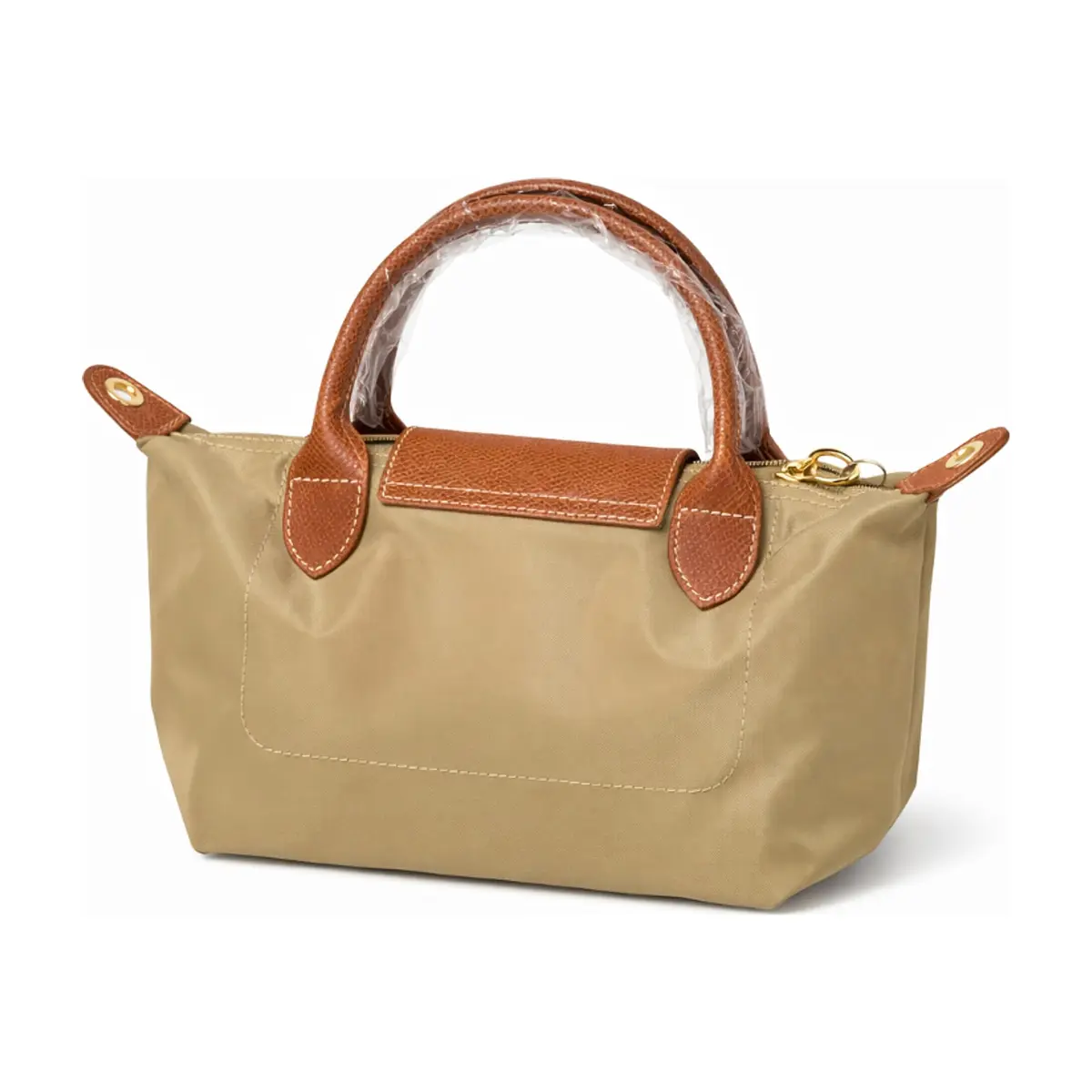 Bolso tote de nailon caqui con detalles de piel y asas extraíbles ISABELLA (1 U) - Thumbnail 3