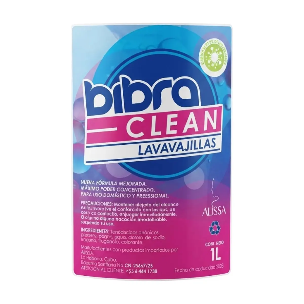 Detergente lavavajillas concentrado azul Bibra (1 L) - Thumbnail 2