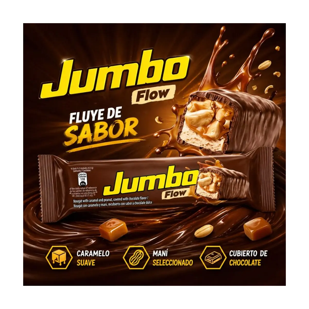 Galleta con caramelo y maní cubierta con chocolate Jumbo Flow (48 g / 1.69 oz) - Thumbnail 4