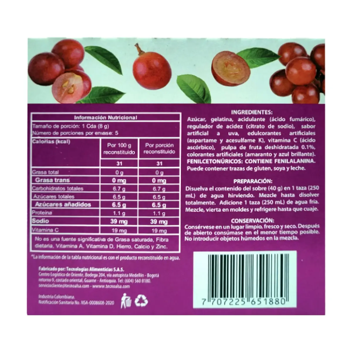 Gelatina sabor uva Boom (40 g / 1.41 oz) - Thumbnail 2