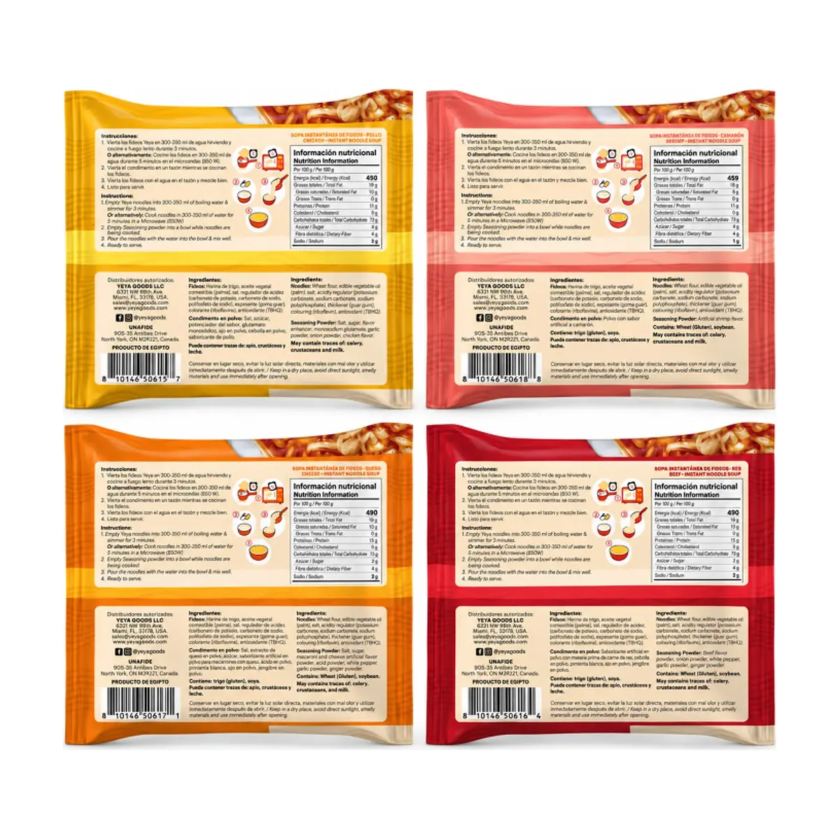 Combo mixto de sopas instantáneas de fideos YEYA (4 x 75 g / 2.6 oz) - Miniatura 2