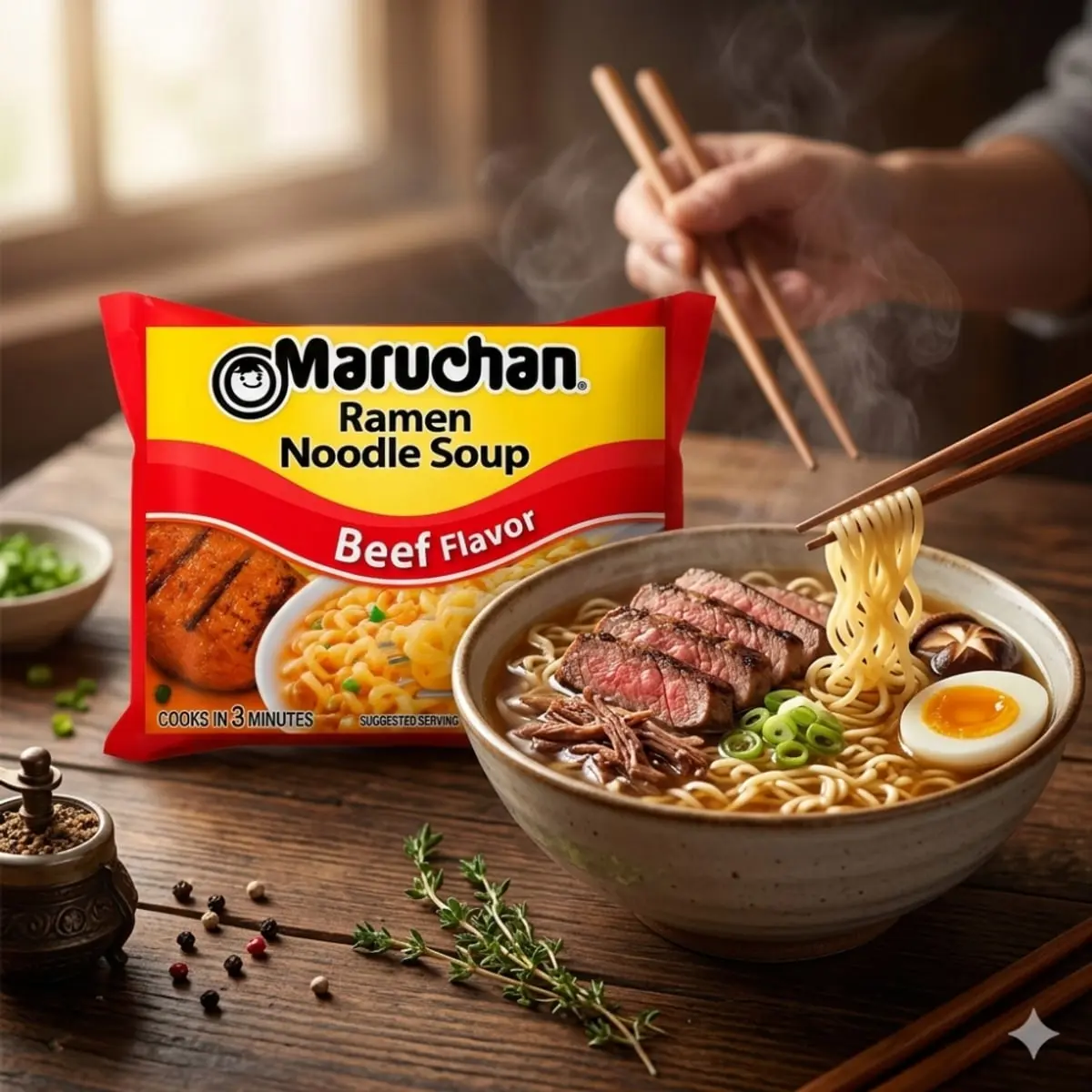 Sopa instantánea de fideos sabor carne de res Maruchan (85 g / 2.99 oz) - Thumbnail 4