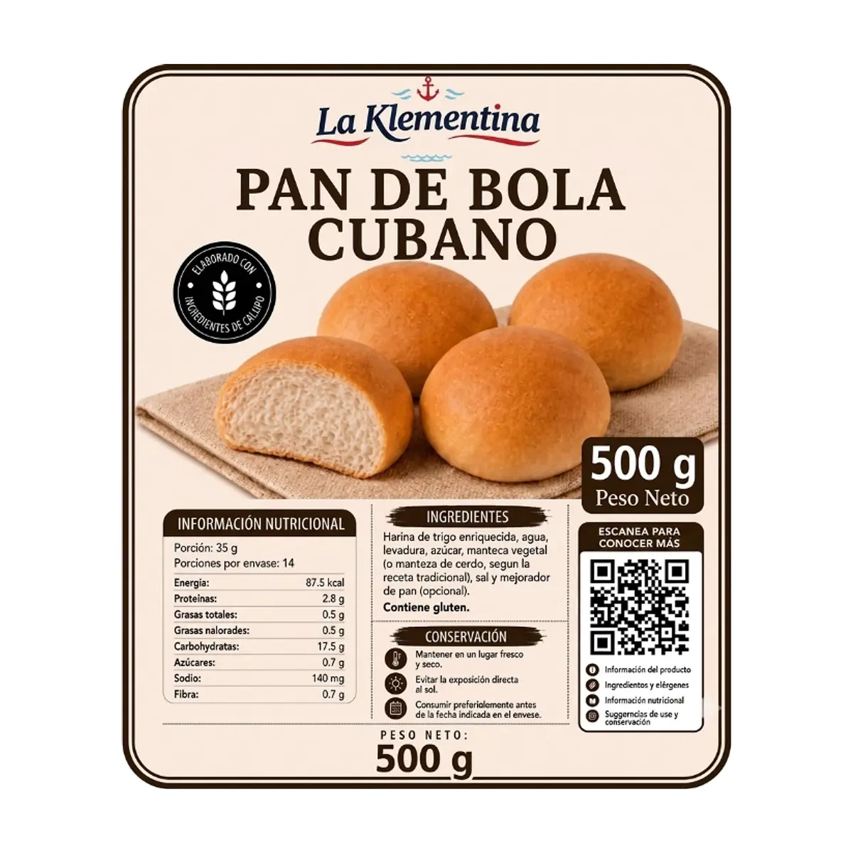 Pan de bola cubano La Klementina (500 g / 1.10 lb) - Miniatura 2