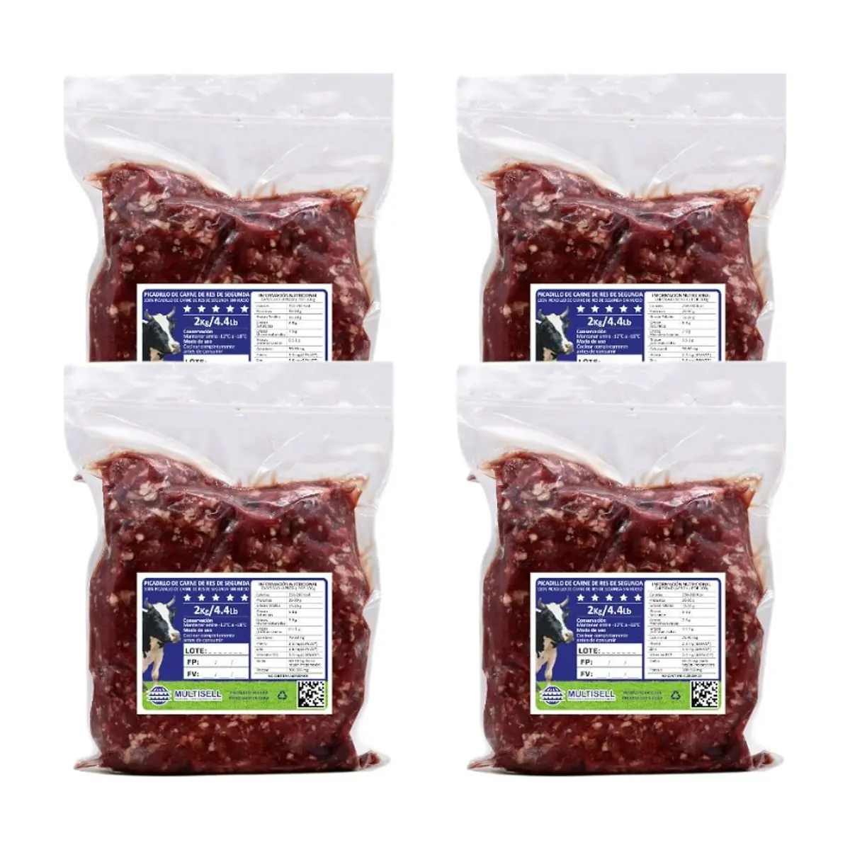 Picadillo de carne de res de segunda Multisell (4 x 2.00 kg / 4.4 lb)