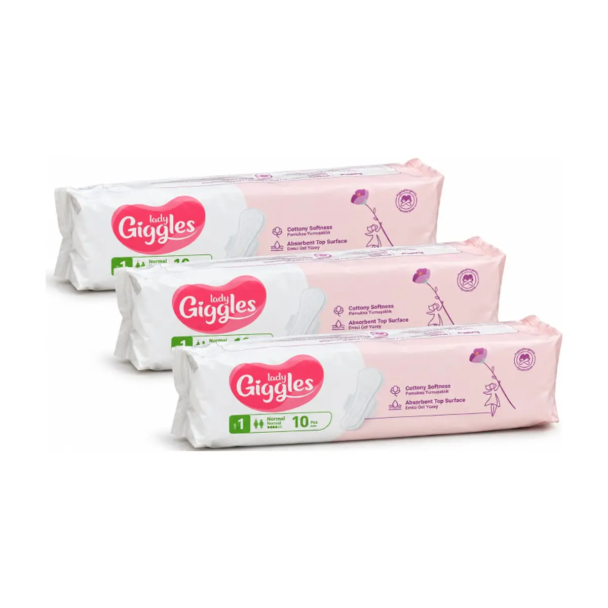 Toallas sanitarias talla 1 normal Lady Giggles (3 x 10 U) - Miniatura 1