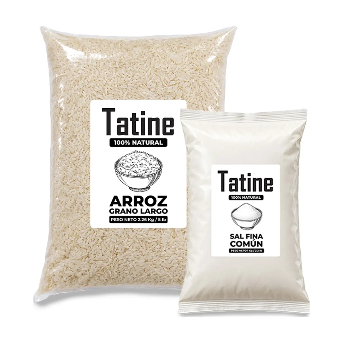 Combo básico Tatine #19: Arroz de grano largo Tatine + Sal fina común Tatine